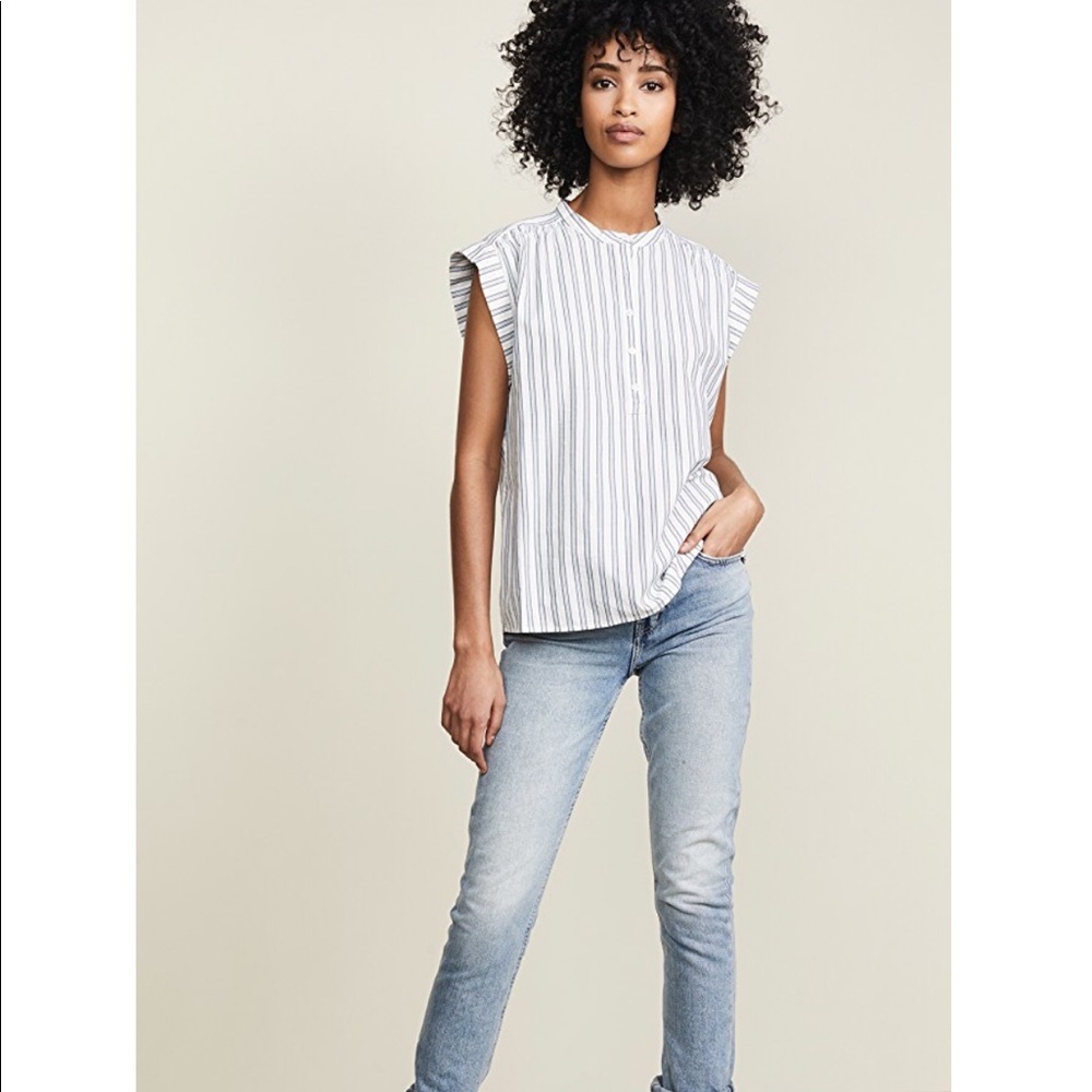 NEW • Joie • Jaquita Short Sleeve Blouse Stripe